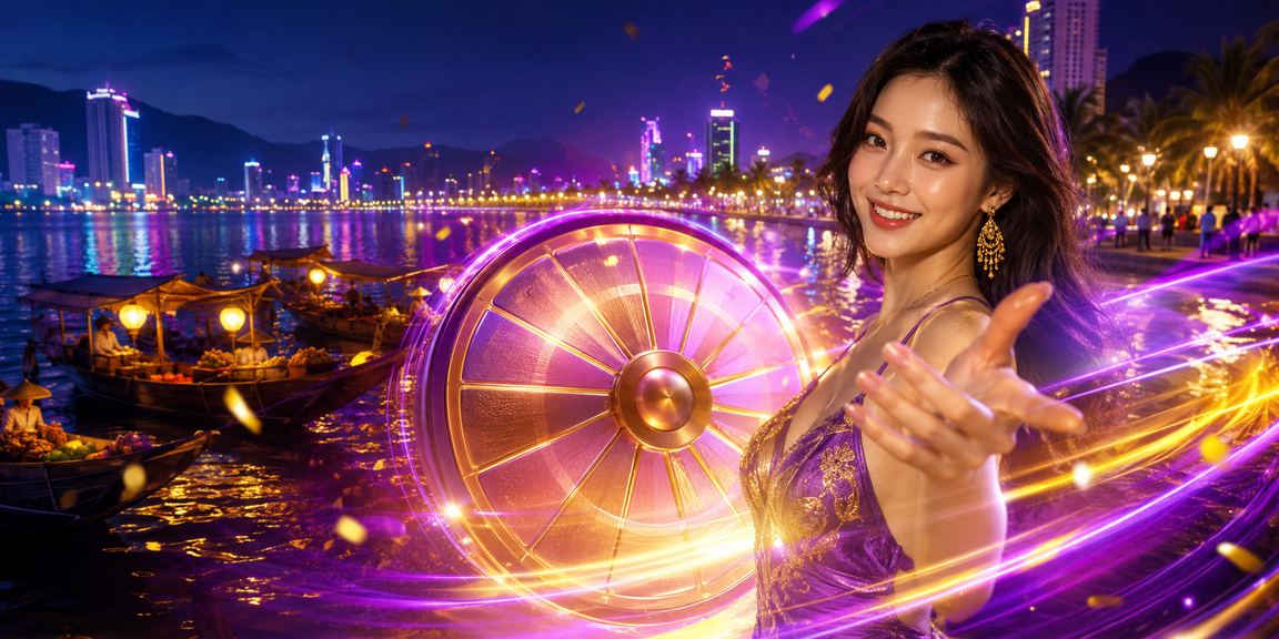 Bàn roulette neon sáng rực về đêm tại Nha Trang trong không khí giải trí casino